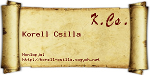 Korell Csilla névjegykártya